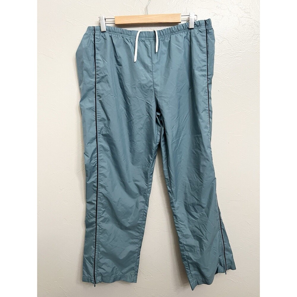 Vintage 90s Nike Wide Leg Baggy Lightweight Track Pants Size XL Blue Pockets